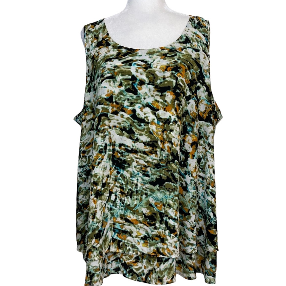 Harper & Liv Abstract Print Sleeveless Blouse